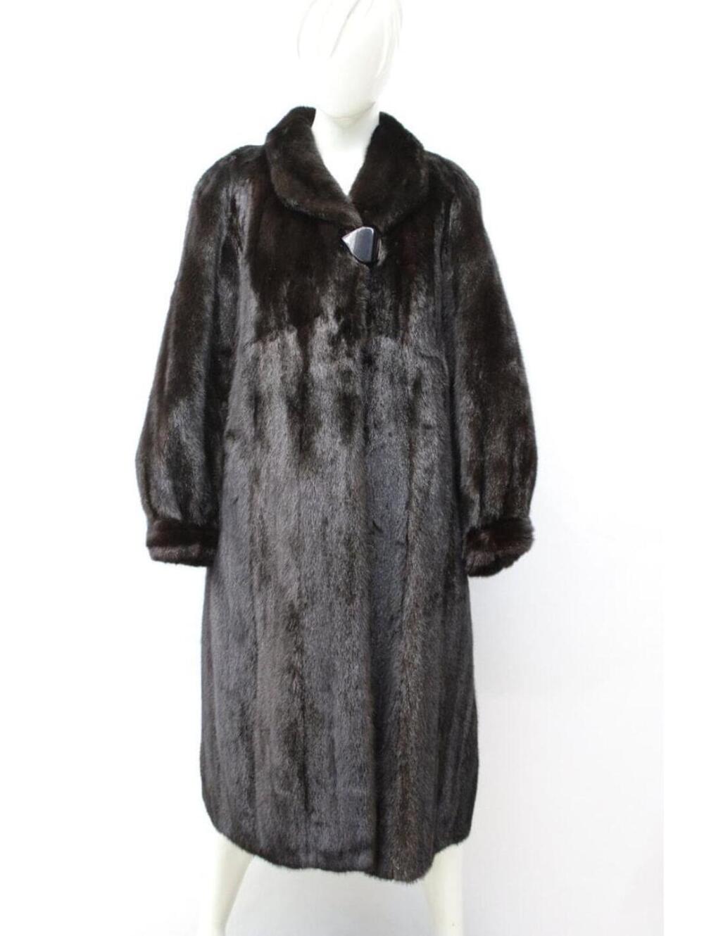 Excellent Canadian Dark Ranch Mink Fur Coat Jacket Women Woman Size 6-8 S-M